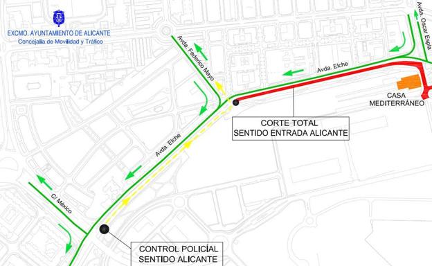 Cortan al tráfico de 12 a 15 horas un tramo de la avenida de Elche por la reunión de mandatarios europeos