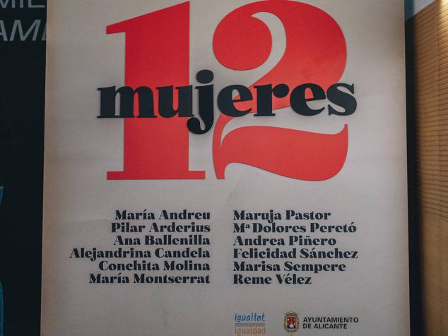 Imagen de la campaña '12 mujeres emblemáticas de la ciudad de Alicante' con sus nombres