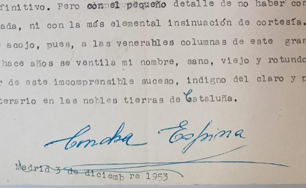 Encuentran en la biblioteca de Sant Joan una supuesta carta inédita de hace 70 años de la escritora Concha Espina