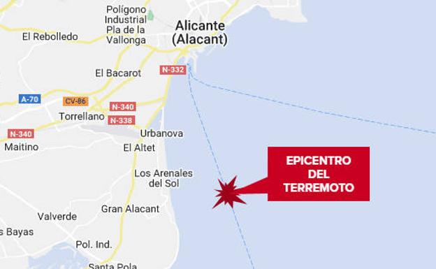 Registrado un terremoto de magnitud 1,9 en la costa entre Santa Pola y Alicante